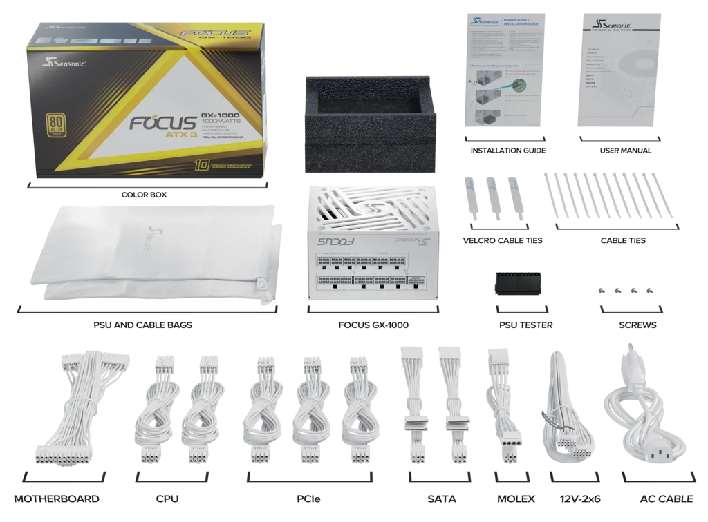 Seasonic Focus Plus Gold 1000W ATX 3.0 White