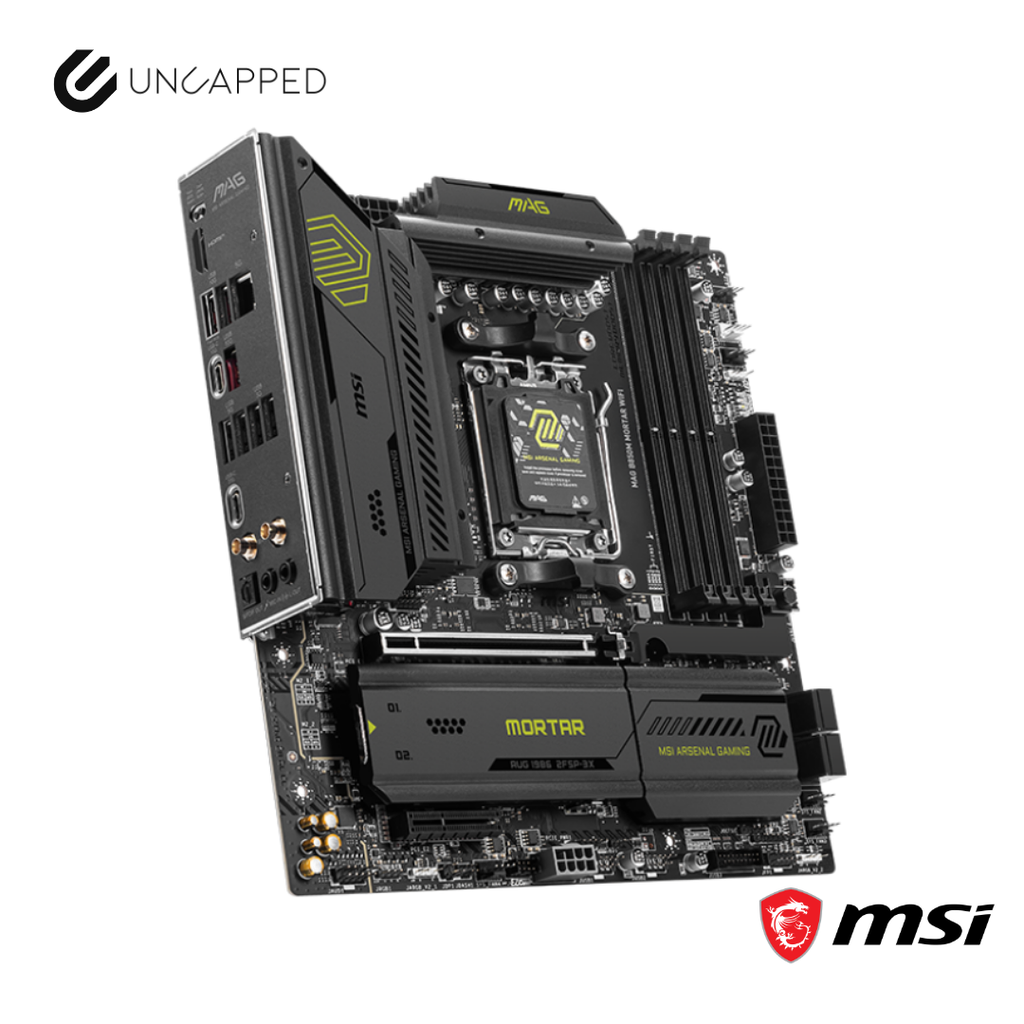MSI computer motherboard with 'Uncapped' branding on a white background