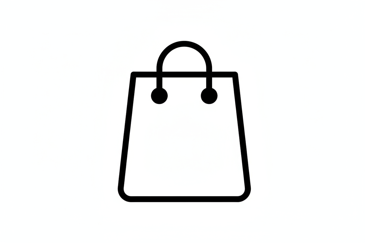 shopping bag emoji, black an white